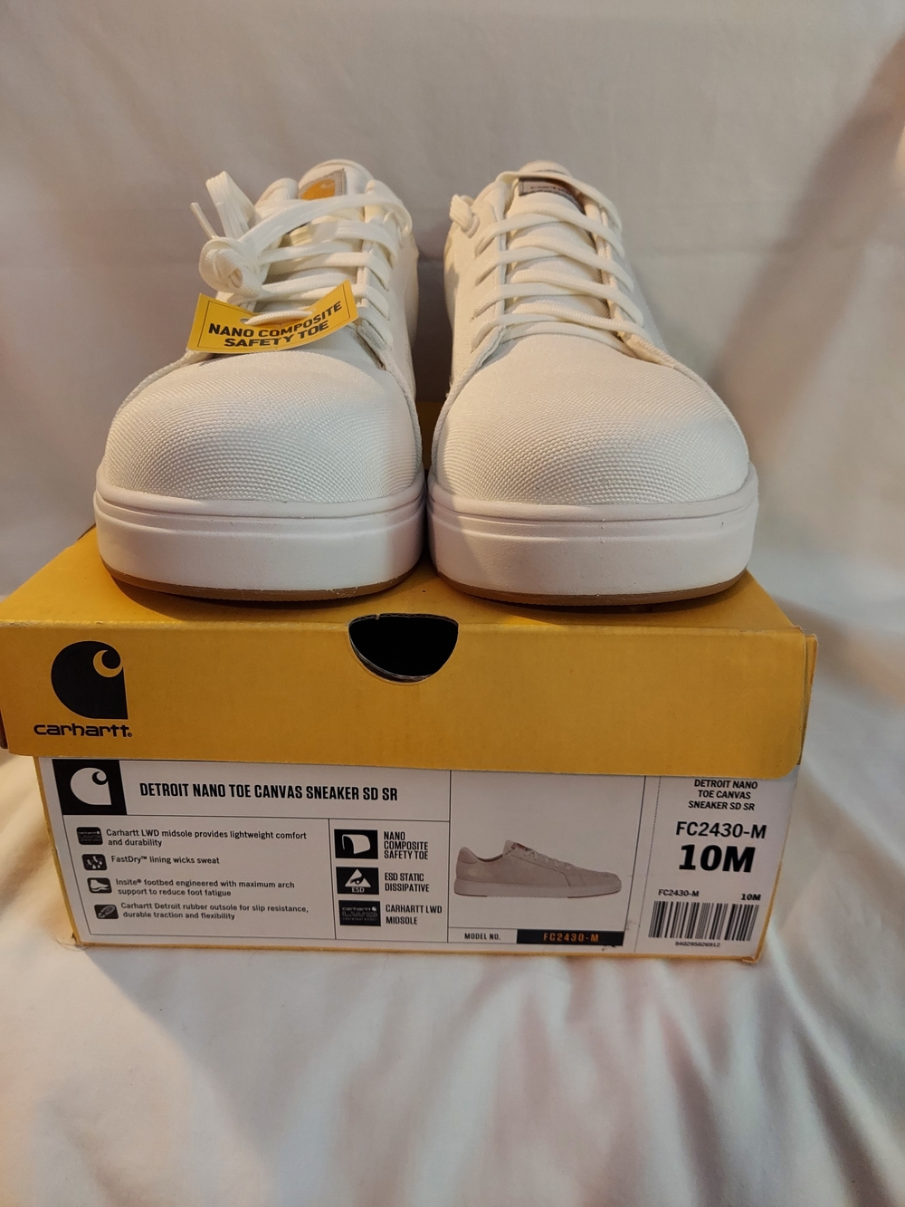 Carhartt Men’s Detroit Canvas Safety Toe Shoes Sneakers White New 10M - Picture 5 of 11